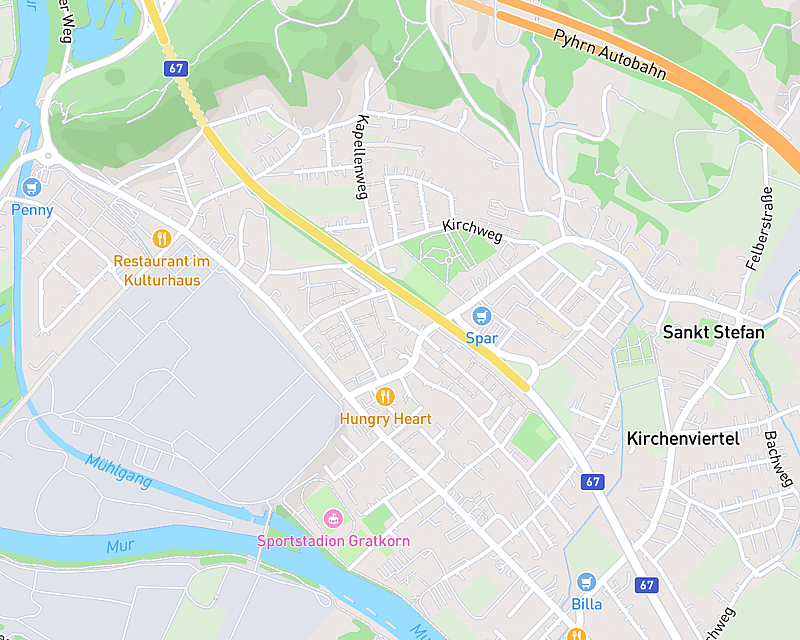 Eine Karte, die den Standort von AniCura Fachtierarztpraxis Gratkorn (Graz) zeigt